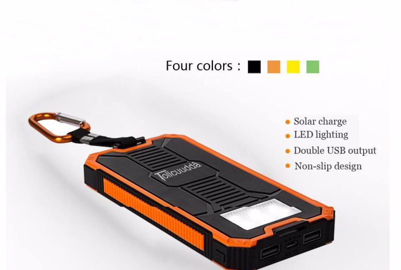 Waterproof 2 USB 8000mAh Solar Power Bank with LED