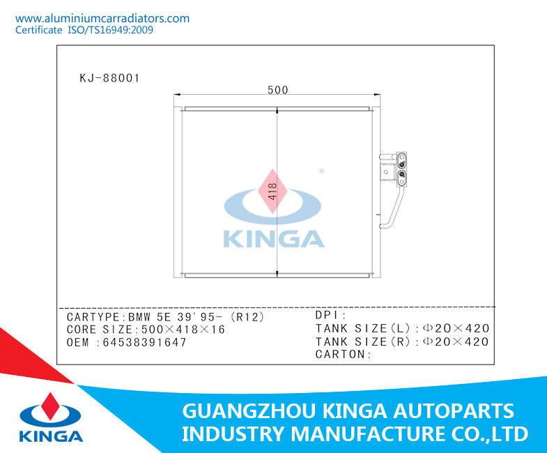 Condenser for BMW 5 E39'95- (R12) with OEM 64538391647