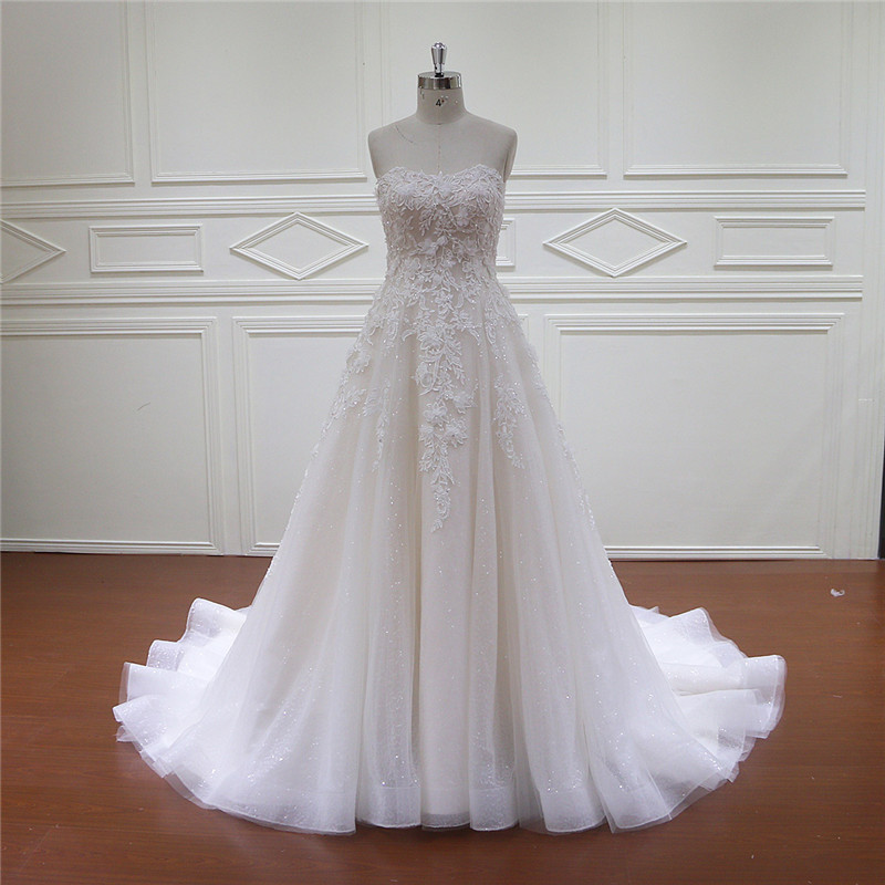 Beaded 3D Flowers Lace Newest Bridal Dress