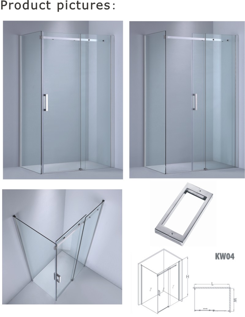 Bathroom Shower Enclosure with Adjustable Aluminium Frame (AKW04)