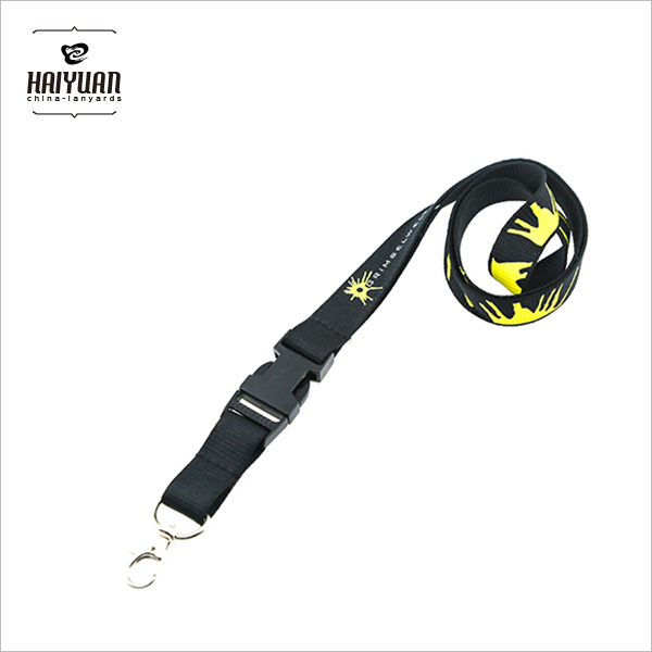 Advertising Black Color Thick Polyester Material Custom Printed Lanyard