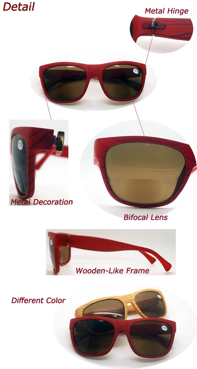 Hot Sales Wooden-Like Bifocal Lens Sunglasses (WRP409008)