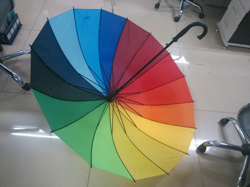 Outside Rainbow Printing Straight Umbrella (JS-066)