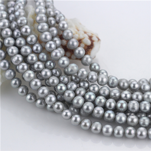 7mm Dyed Grey Color off Round Natural Freshwater Pearl Loose Beads Strand