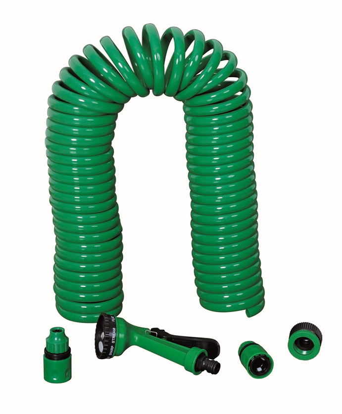 15m (50') Durable Spiral PU Garden Air Hose Coil Hose Set