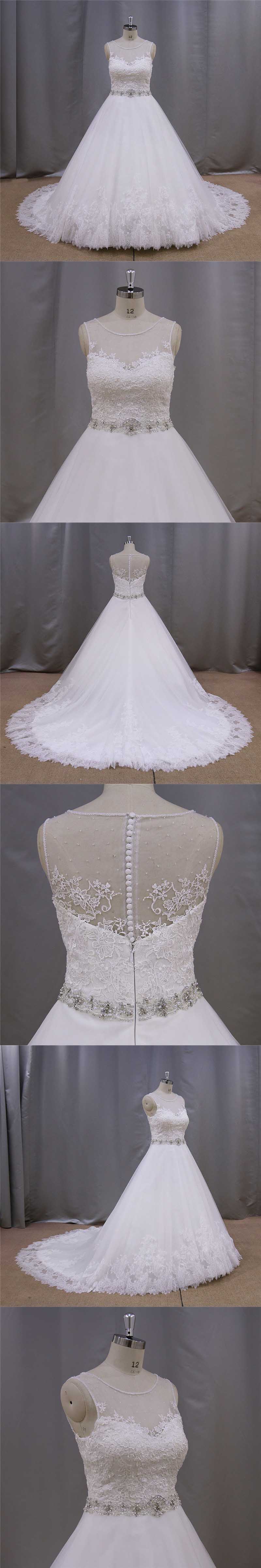 A-Line Bridal Gowns with Dresses Beading Belt