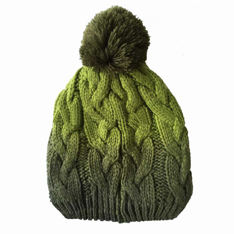 Unisex Knitted Cable Print DIP Dye Winter Warm Hat Beanie (HW149)