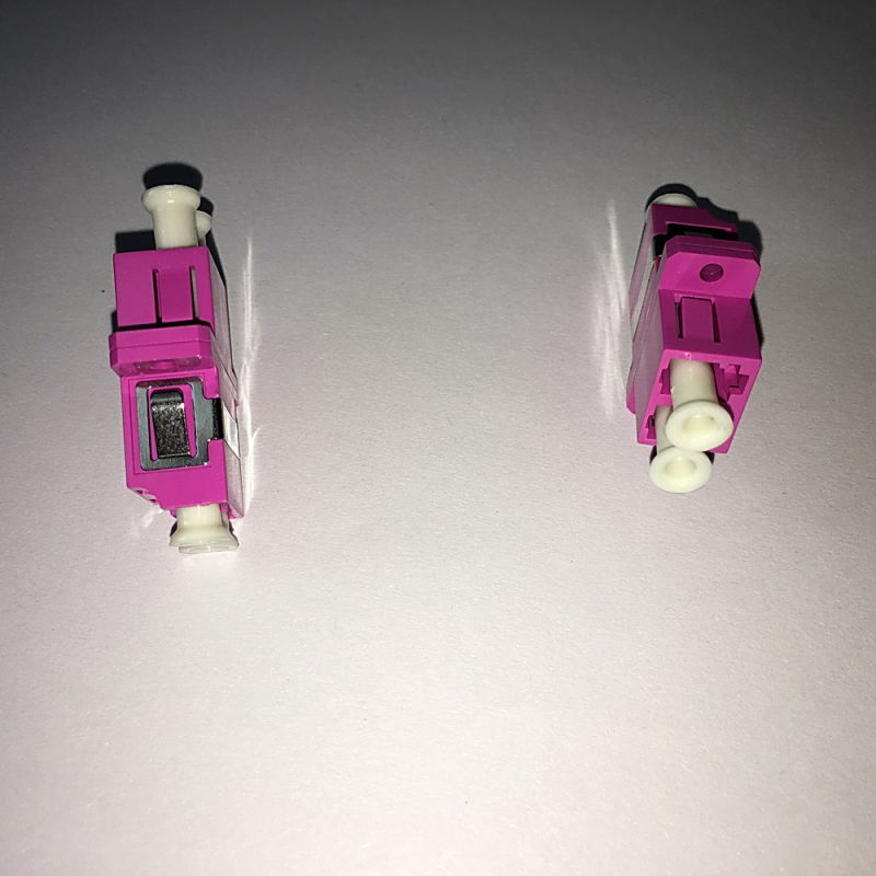 LC Duplex Fiber Optic Adapter with Magenta Housing