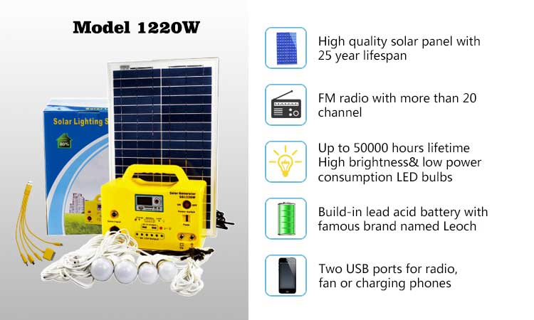 20W Solar Home Llighting System with LED Lamp