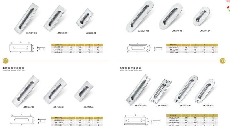 Stainless Steel Concealed Furniture or Cabinet Handle, Door Handle