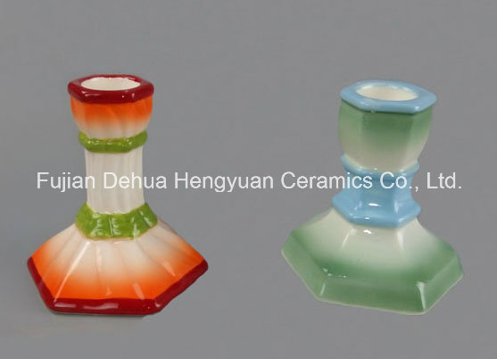 Handmade Ceramic Candle Holder with Colorful Glaze (Holiday Decoration)