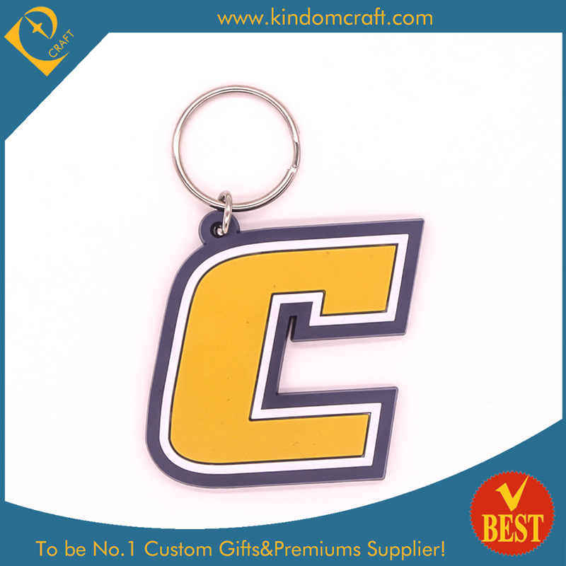China High Quality Customized Logo Letter Shaped Soft PVC Key Chain for Promotion