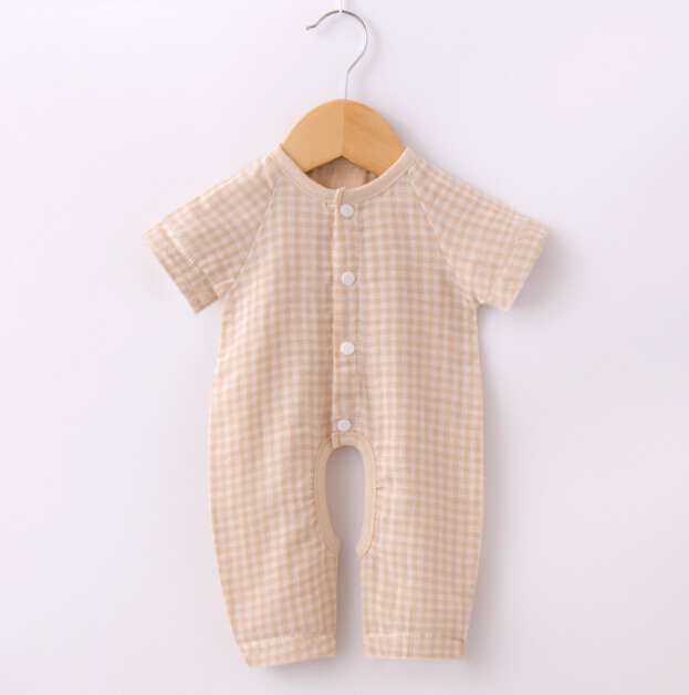 Organic Cotton Check Short Sleeves Baby Clothes
