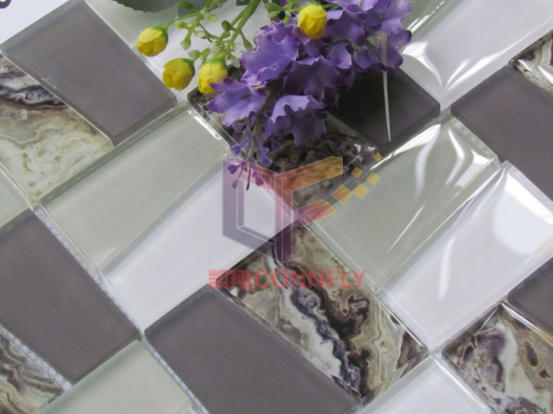 Modern Design Crystal Glass Mosaic Mixed by Matt and Grossy Face (CFC651)