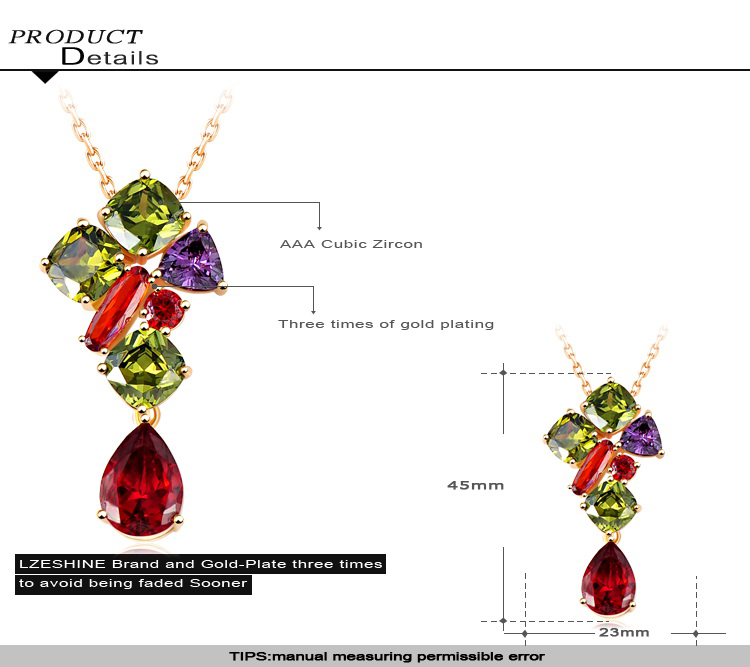 Multicolor Cubic Zirconia Sweater Pendant Necklaces (CNL0012-C)