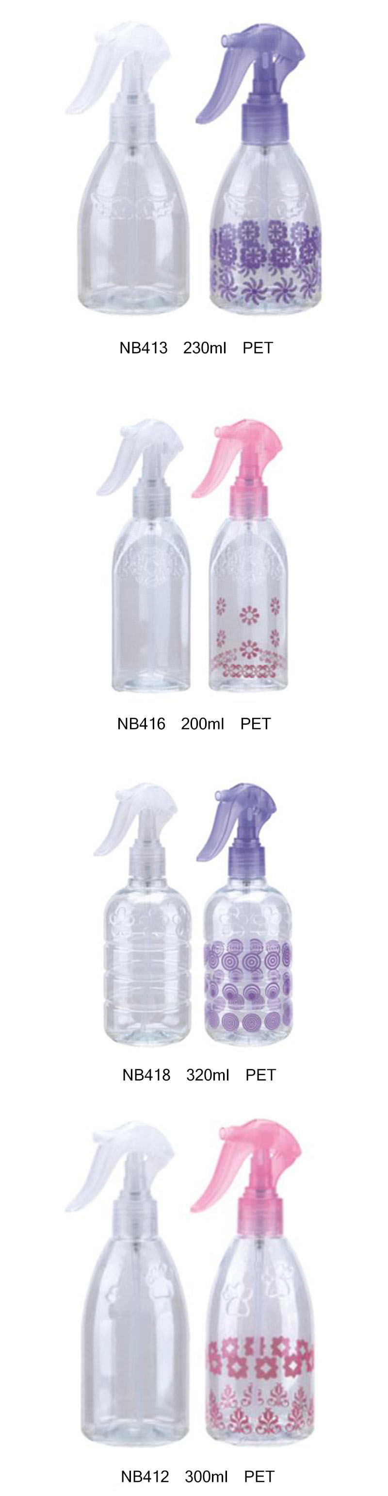 Plastic Trigger Sprayer Round Bottle for Cosmetics (NB412)