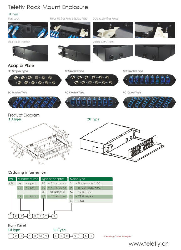 1u 24 Port 19inch Fiber Patch Panel with FC Adapters