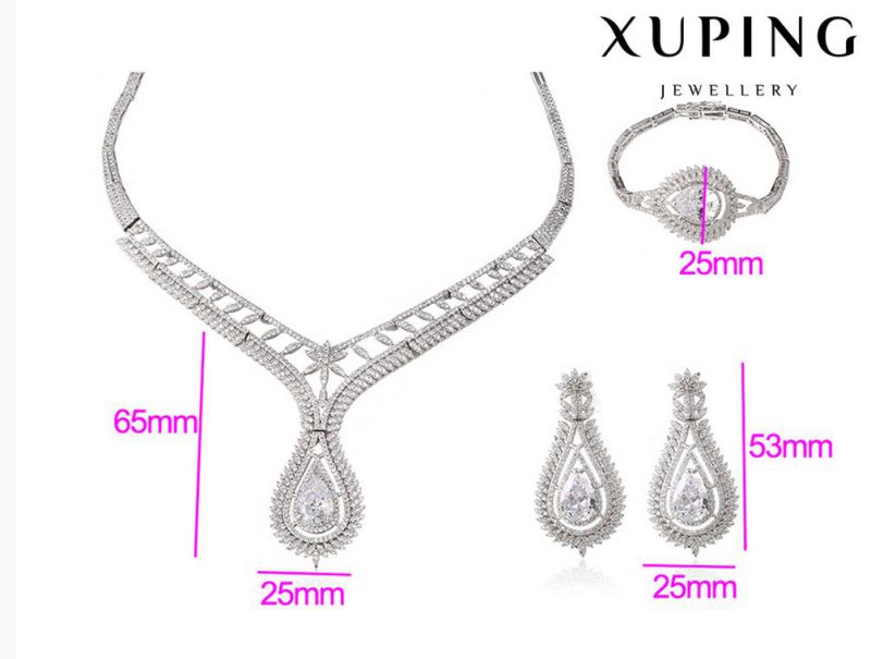 S-43 Fashion Luxury Big CZ Diamond Rhodium Royal Imitation Jewelry Set for Wedding Party