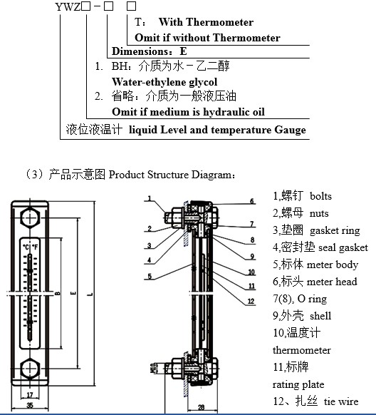 Ywz Mechanical Oil Level Indicator with Temperature Indicator