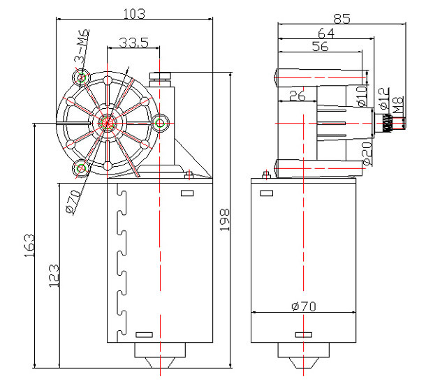 70W Windshield Wiper Motor for Bus