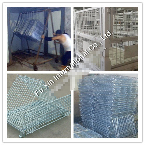 Warehouse Storage Steel Wire Mesh Roll Container with Wheels