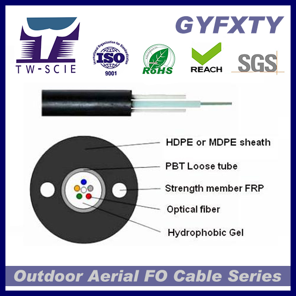 Fiber Optic Single Multi Core Aerial Cable GYXTW