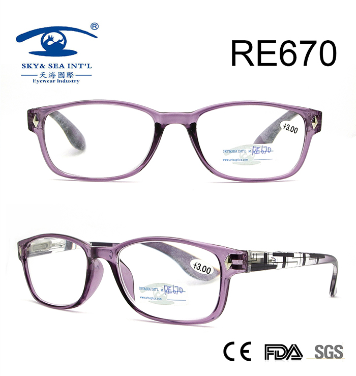 Crystle Purple Pattern in Temple Reading Glasses (RE670)