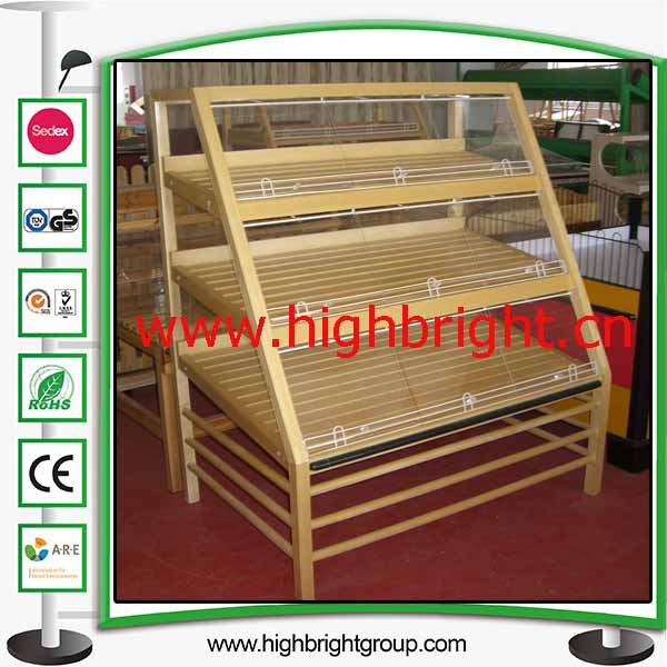 Wooden Fruits Car and Vegetables Display Racks for Stores