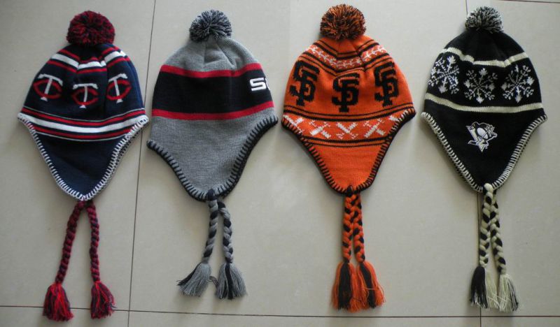 100% Acrylic Embroidery Promotion Cuffed Knitted Hat