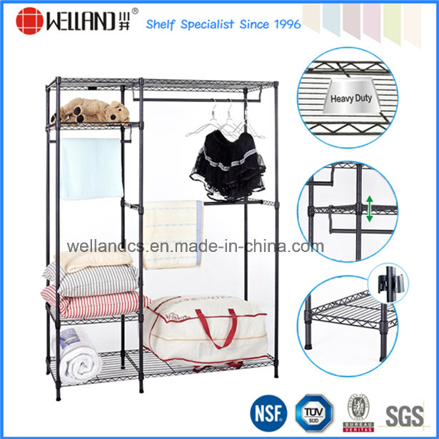 Epoxy Black Metal Bedroom Furniture Closet Wardrobe Rack with Oxford Cloths Fabric Cover