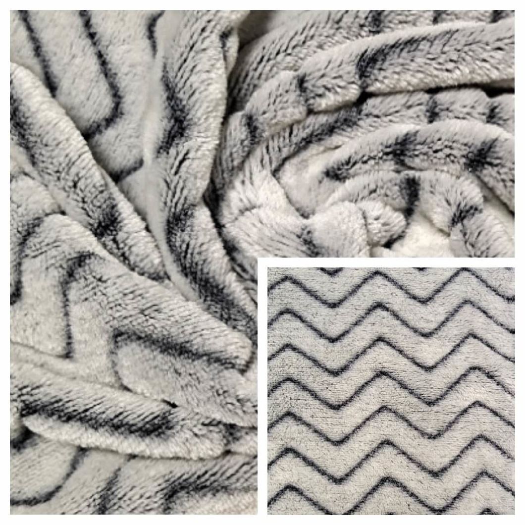 100% Polyester Flannel Fleece Fabric with Minky Stripes