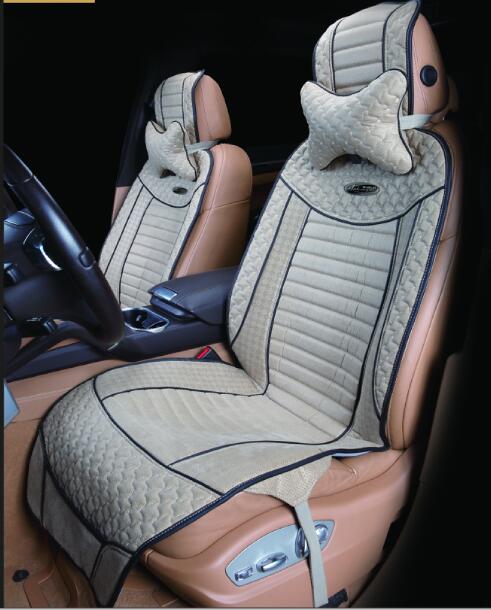 Leatherette Car Seat Cover Flat Shape Cushion with Strips Embroidery