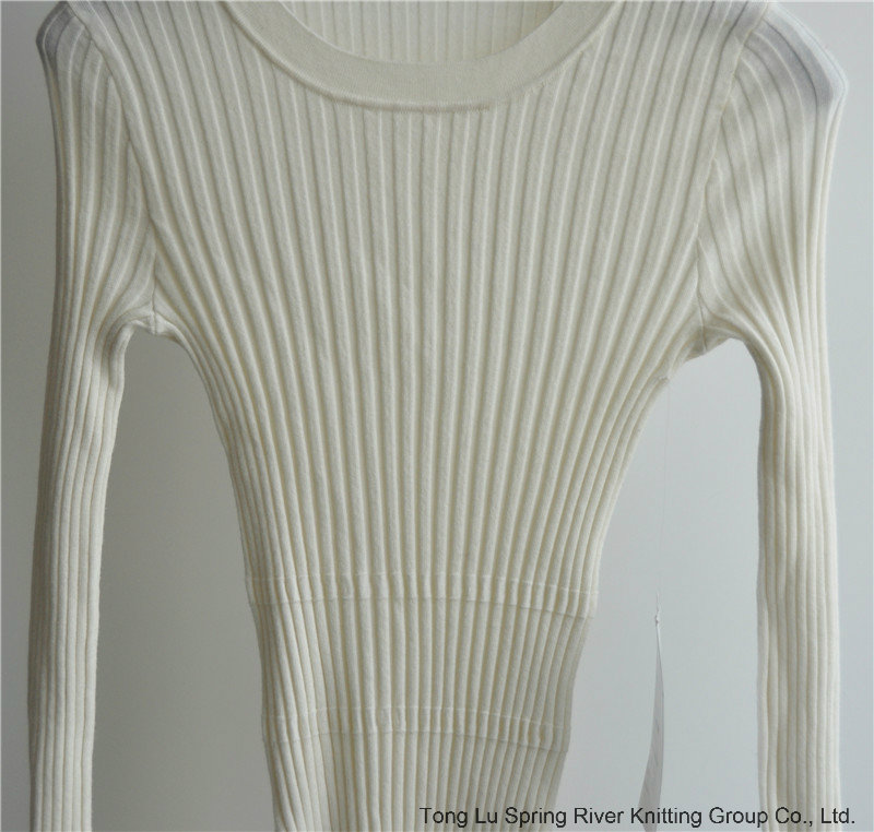 100% Wool Women Round Neck Knit Sweater