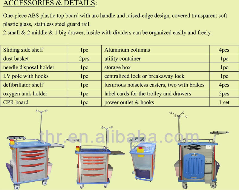 Medical Emergency Cart Hospital Furniture