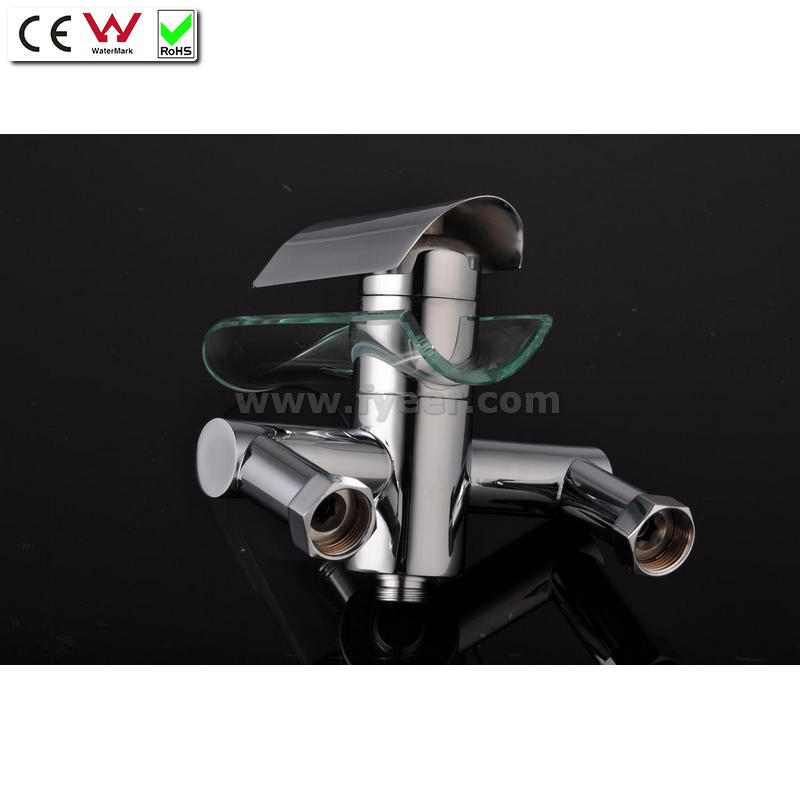 Glass Spout Waterfall Wall Mounted Bath Tap Faucet (QH0814W)