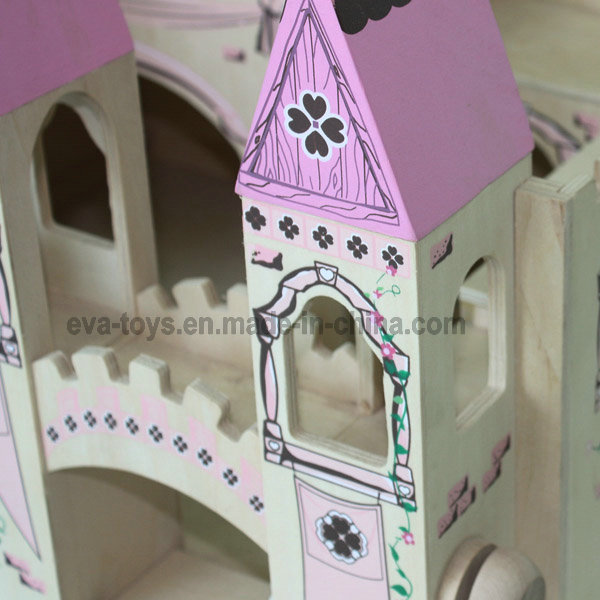 2015 Wooden Folding Medieval Castle Toys for Kids, Lovely Wooden Castle Toy for Children, Cute Wooden Toy Castle for Baby W06A034