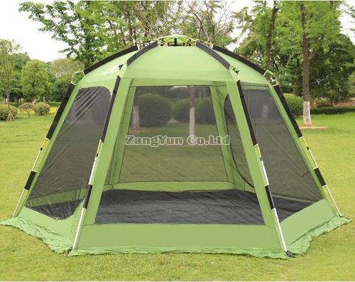 6-8 Person Tent, Outdoor Hexagon Stretch Aluminium Pole Camping Tent