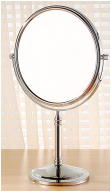 Desktop Double-Sided Mirror, European Copper Bathroom Magnifying Mirror