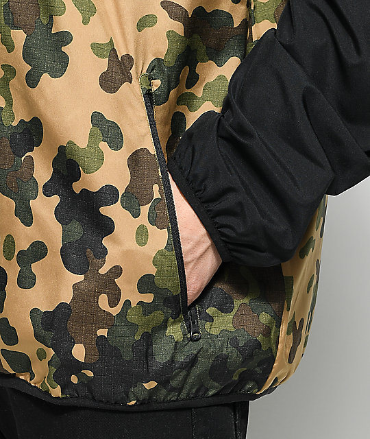 Black Green Camo Windbreaker Jacket