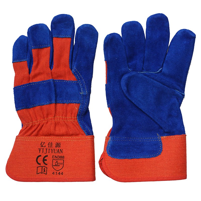 Blue Leather Safety Hand Protective Work Gloves with Ce En388