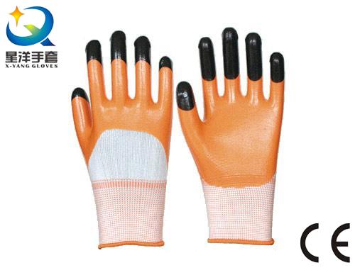 13G Polyester Shell, Orange Nitrile 3/4 Coated Safety Work Glove (N7010)