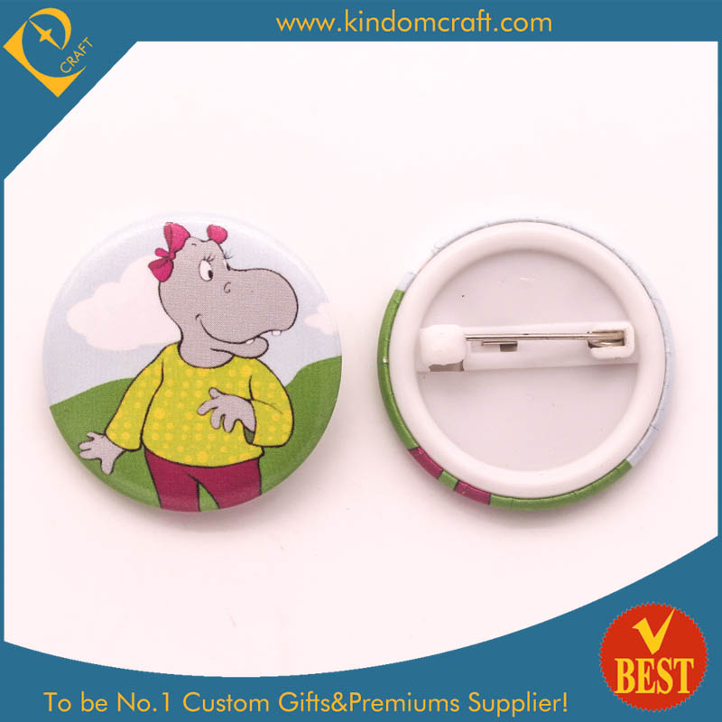 Tin Button Badge in Hippo Logo From China