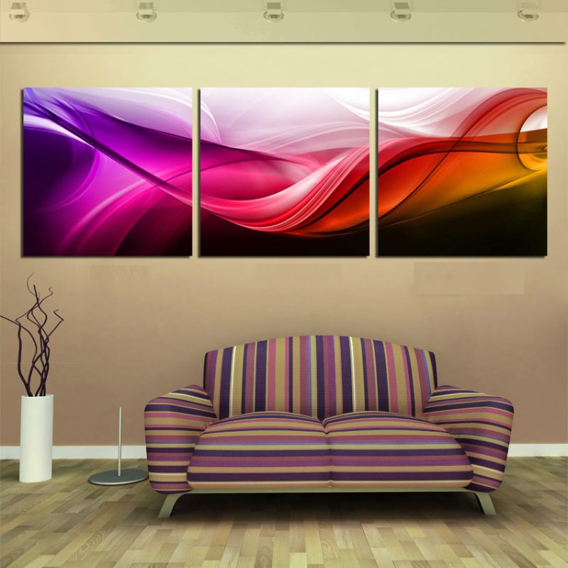 Odern Home Decor Abstract Oil Painting The Colorful Wave Wind Printed Picture on The Wall for Living Room Mc-257