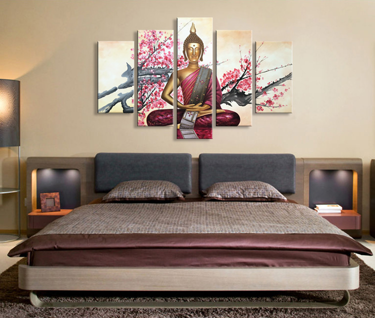 Hand Painted Buddha Oil Painting on Canvas Abstract Wall Art Decor Artwork