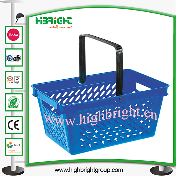 Single Handle Portable Plastic Shopping Basket for Supermarket