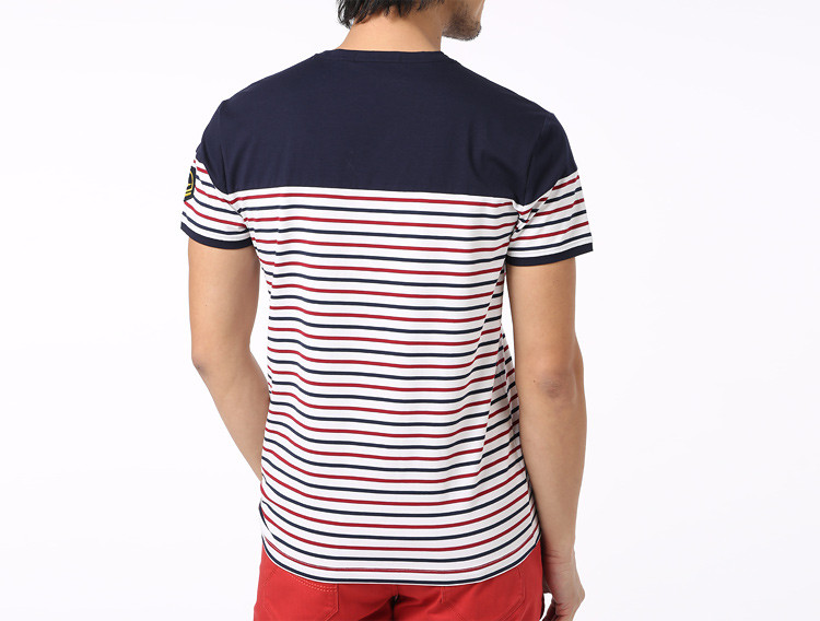 2016 Summer New Product Contrast Men's T-Shirt with Stripe