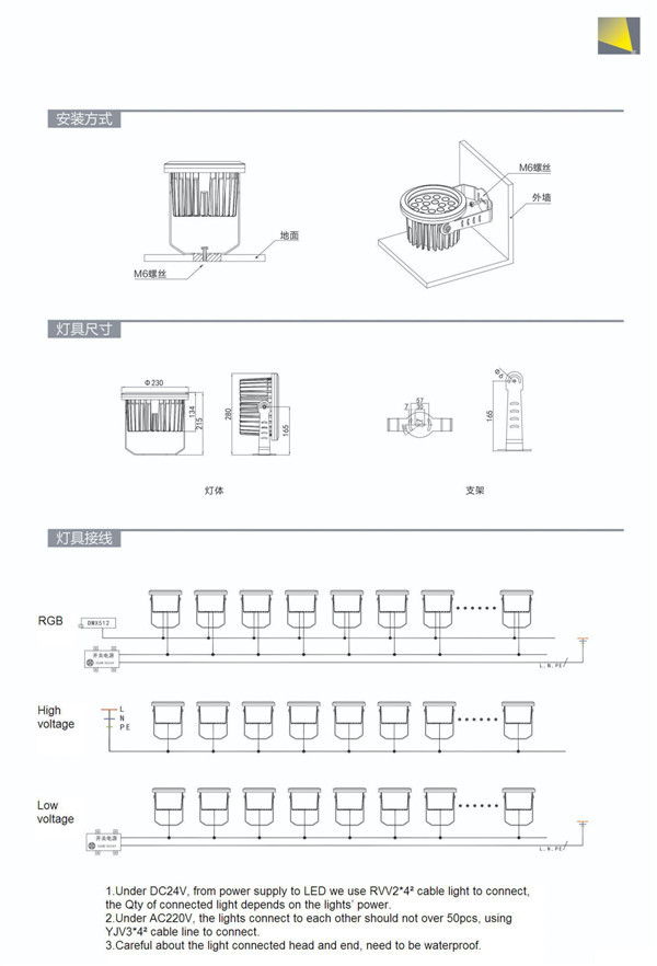 60W High Power LED Floodlight with DMX512 Control IP65 Outdoor RGB LED Light