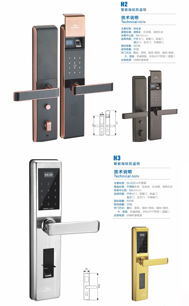 Electronic Safe Intelligent Lock for Entrance Door for Houses