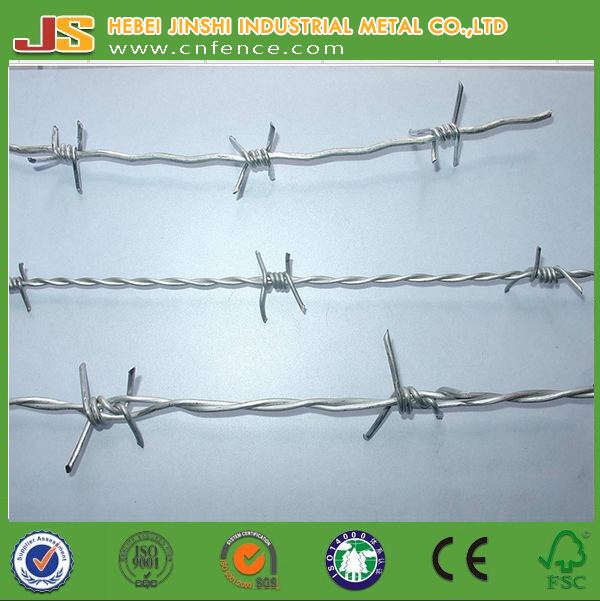 1.57mm Zinc Coated 230g/Square Meter High Tensile Double Twist Barbed Wire