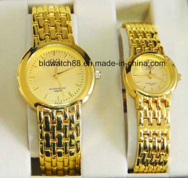 Best Golden Stainless Steel Pair Watch for Lover Gift